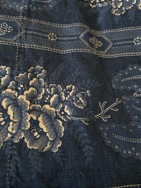 Polo by Ralph Lauren Navy Blue and White Floral Bandana Print Flat Sheet Full
